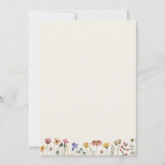 Farbenfrohe Wildblume | Beige Monogram Wedding Einladung (Rückseite)