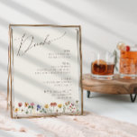 Farbenfrohe Wildblume | Beige Speisekarte für Hoch Poster<br><div class="desc">Diese farbenfrohe Wildblume | Beige Drinks Menü Poster ist perfekt für Ihre einfache, whimsical boho Regenbogen Sommer Hochzeit. Die hellen, zauberhaften Rosa-, Gelb-, Orange- und Goldfloralen verleihen diesem Produkt das Gefühl eines minimalistisch eleganten Vintagen Hippie-Frühlingsgartens. Das moderne Design ist künstlerisch und zart und zeigt eine klassische erdige Wiese in Aquarell....</div>