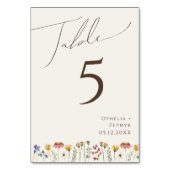 Farbenfrohe Wildblume | Beige Tischnummer (Vorderseite)
