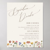 Farbenfrohe Wildblume | Beige Unterschrift Drinks Poster (Vorne)