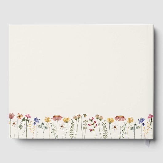 Farbenfrohe Wildblume | Beige Wedding Guestbook Gästebuch (Rückseite)