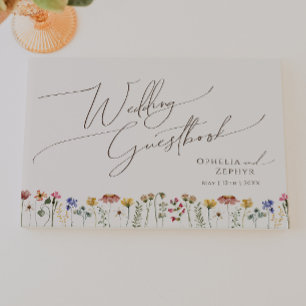 Farbenfrohe Wildblume   Beige Wedding Guestbook Gästebuch