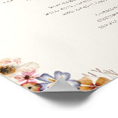 Farbenfrohe Wildblume | Beige Wedding Menu Sign Poster (Ecke)