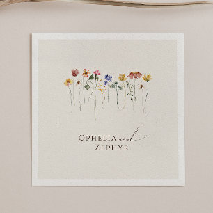 Farbenfrohe Wildblume   Beige Wedding Napkins Serviette