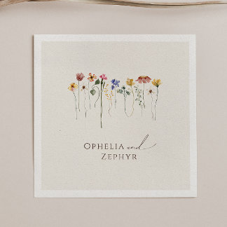Farbenfrohe Wildblume | Beige Wedding Napkins Serviette