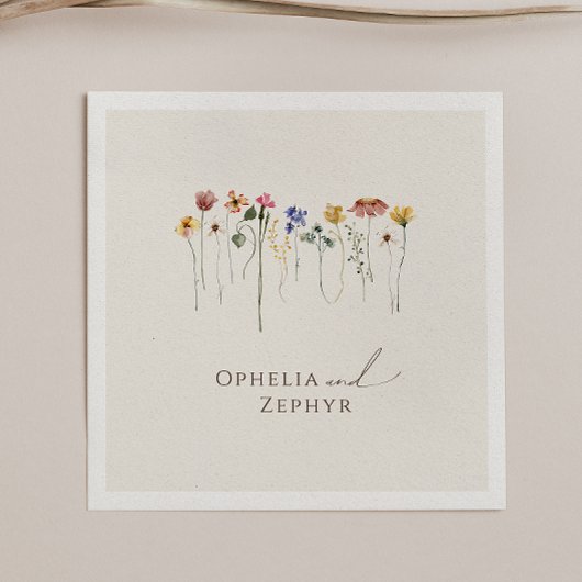 Farbenfrohe Wildblume | Beige Wedding Napkins Serviette