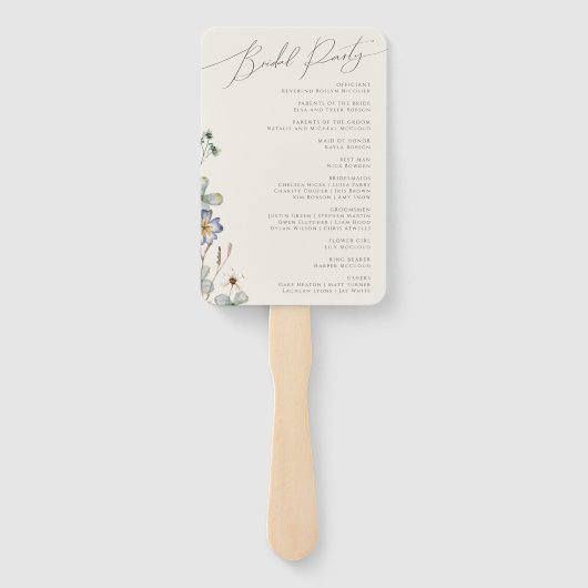Farbenfrohe Wildblume | Beige Wedding Program Hand Fächer (Rückseite)