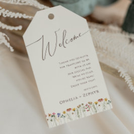 Farbenfrohe Wildblume | Beige Wedding Welcome Geschenkanhänger