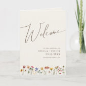 Farbenfrohe Wildblume | Beigefaltetes Hochzeitspro Programm (Vorderseite)