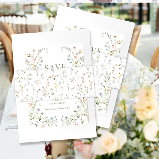 Farbenfrohe Wildblume Blume Hochzeit auf Wiese Einladungsbanderole