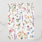 Farbenfrohe Wildblume Blume Hochzeit im Garten Folieneinladung (Rückseite)