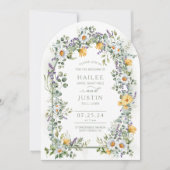 Farbenfrohe Wildblume Blumengezwitscher Frühjahrss Einladung (Vorderseite)