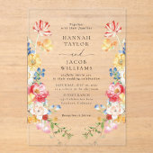 Farbenfrohe Wildblume Blumenhochzeit Acryleinladungen (Vorderseite)