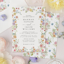 Farbenfrohe Wildblume Blumenhochzeit Einladung