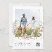 Farbenfrohe Wildblume Blumenkohl QR Foto Hochzeit Einladung (Rückseite)