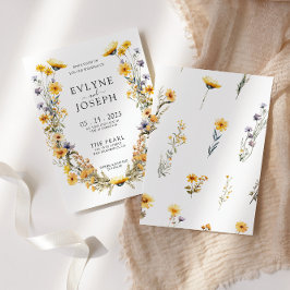 Farbenfrohe Wildblume Blumenkraut Hochzeit Einladung