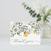 Farbenfrohe Wildblume Blumensommer Hochzeit Dankeskarte (Stehend Vorderseite)