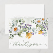 Farbenfrohe Wildblume Blumensommer Hochzeit Dankeskarte (Vorne/Hinten)