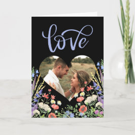 Farbenfrohe Wildblume Blumenstrauß Foto Schwarzes Karte