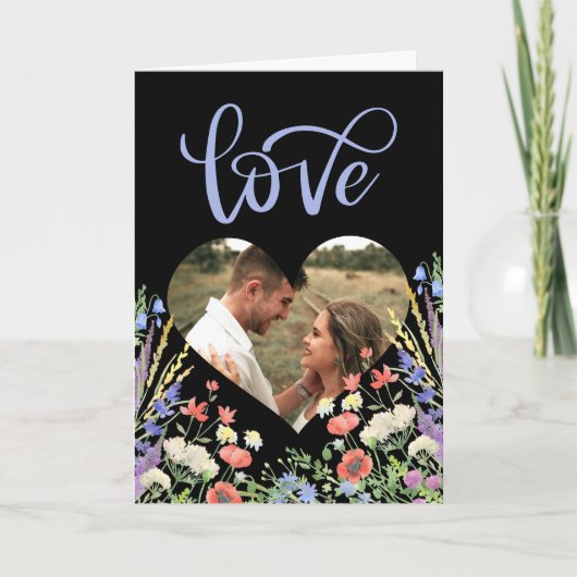 Farbenfrohe Wildblume Blumenstrauß Foto Schwarzes Karte (Vorderseite)