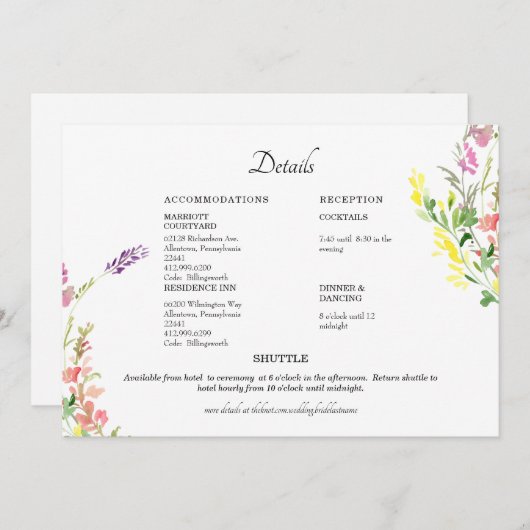 Farbenfrohe Wildblume Blumenzwiebeldetails Einladung