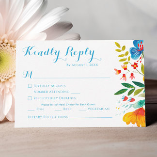 Farbenfrohe Wildblume Blumenzwiebeln RSVP Karte