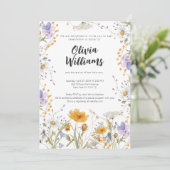 Farbenfrohe Wildblume Blütendusche Einladung (Stehend Vorderseite)