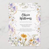 Farbenfrohe Wildblume Blütendusche Einladung (Vorne/Hinten)