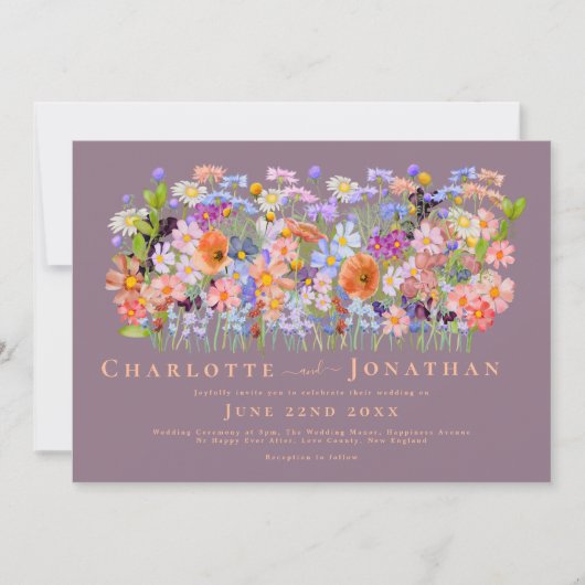 Farbenfrohe Wildblume Boho Chic Wedding Einladung (Vorderseite)