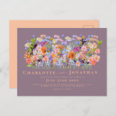 Farbenfrohe Wildblume Boho Chic Wedding Postkarte (Vorne/Hinten)