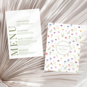 Farbenfrohe Wildblume boho Hochzeitskarte Begleitkarte