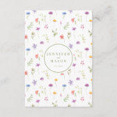 Farbenfrohe Wildblume boho Hochzeitskarte Begleitkarte (Rückseite)