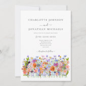 Farbenfrohe Wildblume Boho QR Code Hochzeit Einladung (Vorderseite)