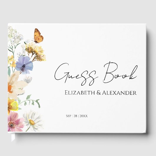 Farbenfrohe Wildblume | Boho Wedding Guest Book Gästebuch (Vorderseite)