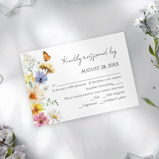 Farbenfrohe Wildblume | Boho Wedding RSVP Cards