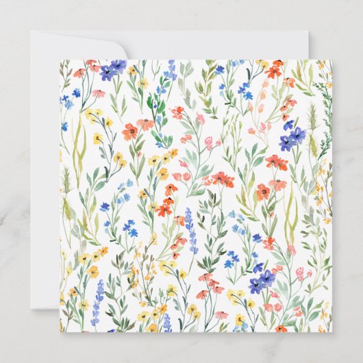 Farbenfrohe Wildblume Brautdusche Einladung (Rückseite)