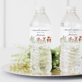 Farbenfrohe Wildblume Brautdusche Einladung Wasserflaschenetikett