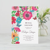 Farbenfrohe Wildblume Brautparty Einladung (Stehend Vorderseite)