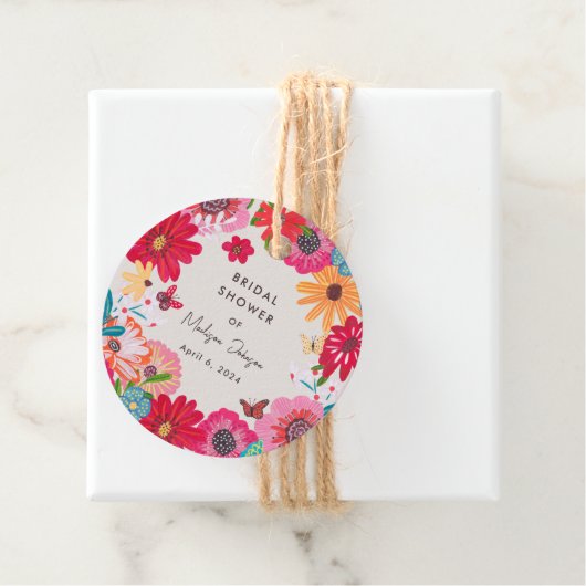 Farbenfrohe Wildblume Brautparty Geschenkanhänger (Beispiel)