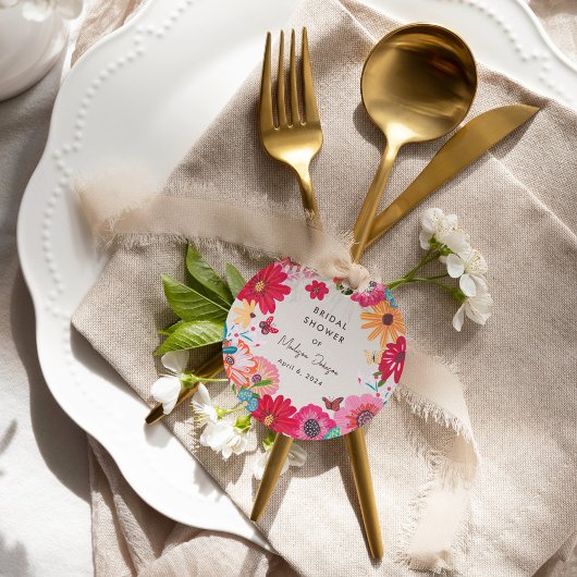 Farbenfrohe Wildblume Brautparty Geschenkanhänger