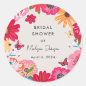 Farbenfrohe Wildblume Brautparty Runder Aufkleber (Vorderseite)