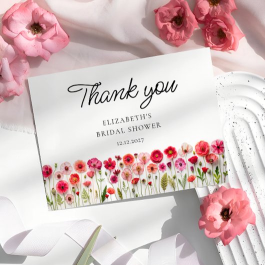 Farbenfrohe Wildblume Brautparty Vielen Dank Karte