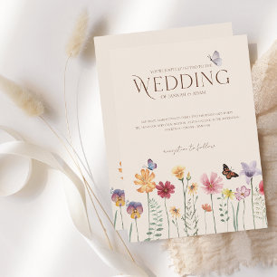 Farbenfrohe Wildblume Butterfly Wedding Einladung