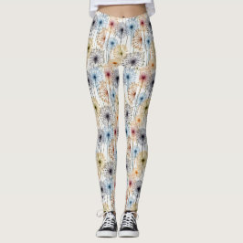 Farbenfrohe Wildblume Dandelion Muster Leggings