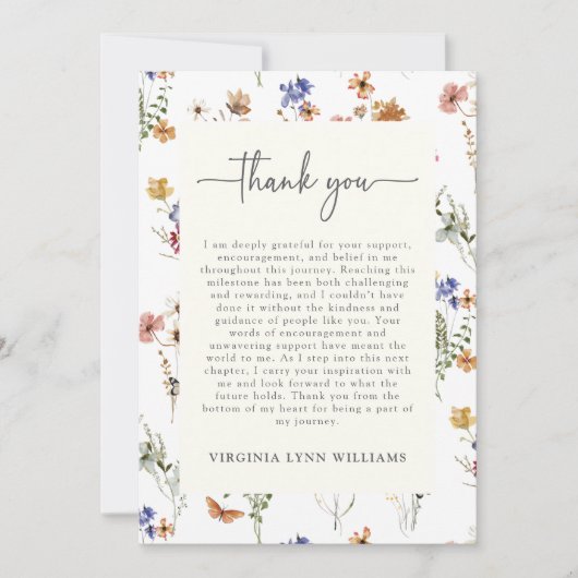 Farbenfrohe Wildblume Dankeskarte (Vorderseite)