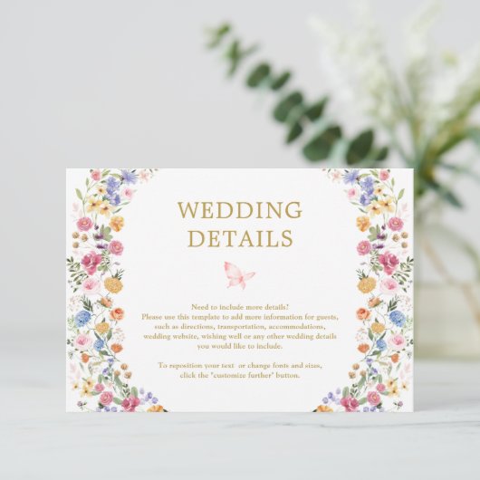 Farbenfrohe Wildblume Der Garten des Mendrisiotto Begleitkarte (Stehend Vorderseite)