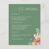 Farbenfrohe Wildblume Details zum Grünen Hochzeits Begleitkarte (Vorderseite)