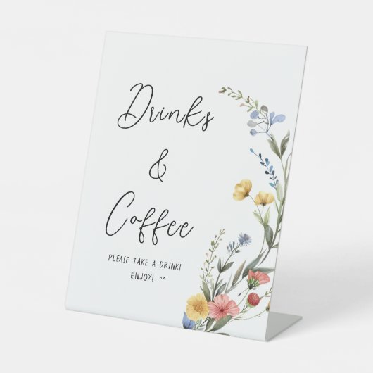 Farbenfrohe Wildblume Drinks & Coffee Sockelschild (Vorderseite)