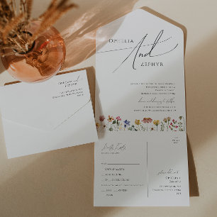 Farbenfrohe Wildblume   Einfaches Lässiges Siegel  All In One Einladung