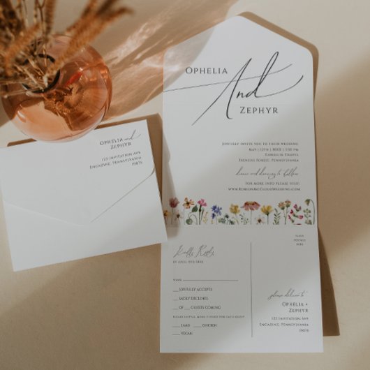 Farbenfrohe Wildblume | Einfaches Lässiges Siegel  All In One Einladung